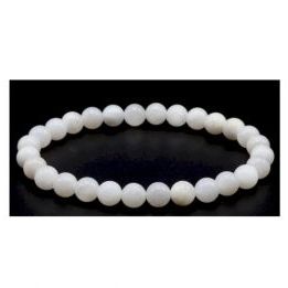 Pulsera 6mm Piedra Luna Blanca